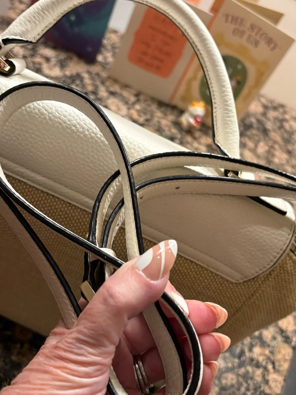 Kate Spade Laurel Wesley Place Convertible Crossbody Satchel Tweed Leather Trim